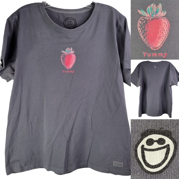 Womens Life Is Good Strawberry Crewneck 